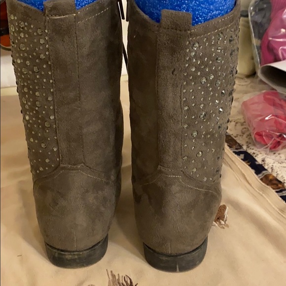 Taupe colored mid knee Boots. - Picture 7 of 14
